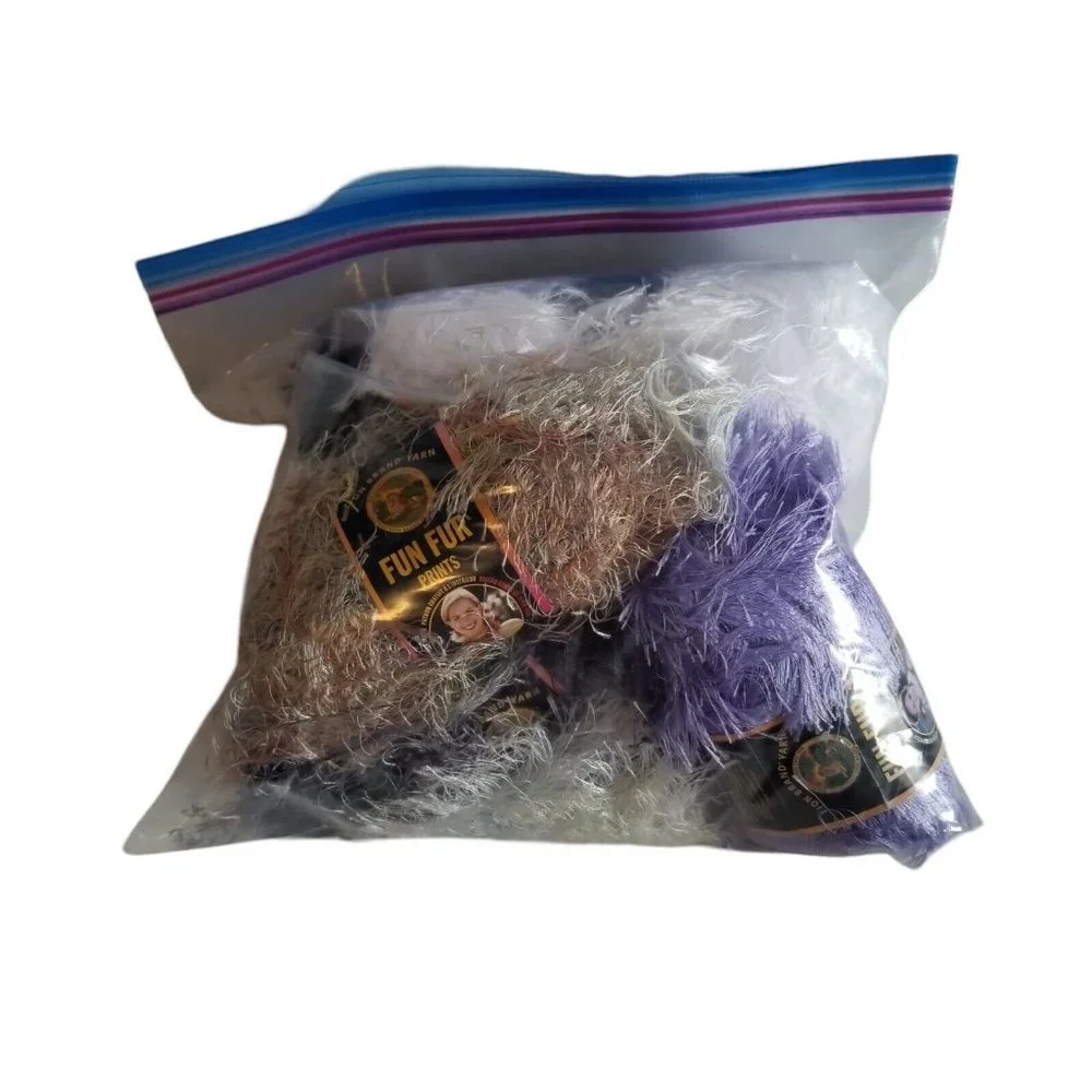 Lion Brand Fun Fur Fancy Fur Various Colors 7 Skeins Lavender Glacier Sandstone